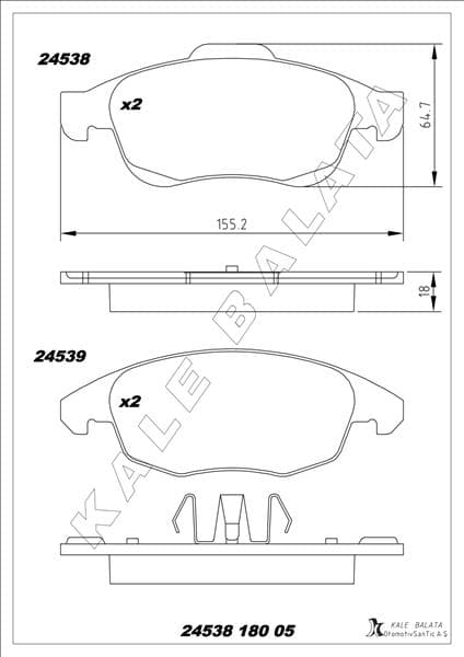 Ön Fren Balatası Peugeot Partner 08>11 P5008 09>17 Citroen Berlingo 08> C4 Picasso 06>15 DS4 11>18 D S5 15>18 283mm