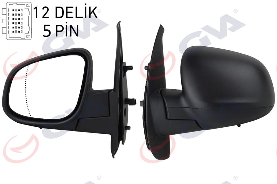 Diş Dikiz Aynasi Sol Kangoo-Citan 13> Elektrikli İsitmali Desenli Asferik 5 Fiş VM-6132EHAL
