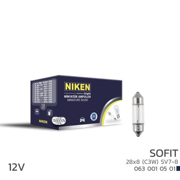 Niken Sofit Ampul 3W L28X8 SV7-8 12V 10LU