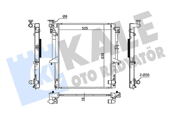 Radyatör Mitsubishi L200 CR 2.5L 4D56T 4X2 4X4 KA4T KB4T Manuel Şanzuman 07-14 Kalınlık : 16mm