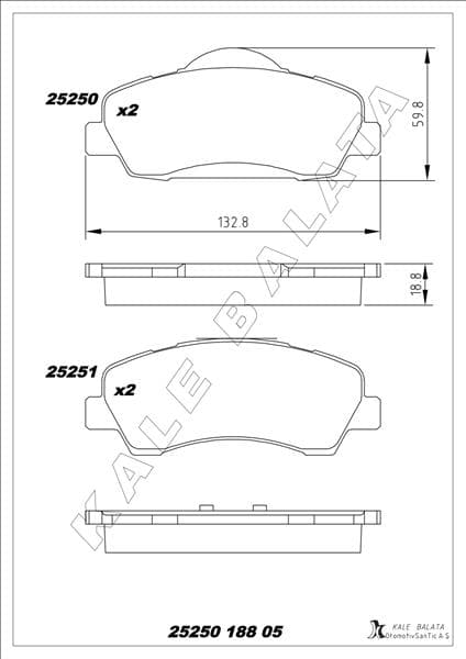 Ön Fren Balatası Peugeot P301 12> P308 13> Citroen C-Elysee 12> C4 14> 266mm