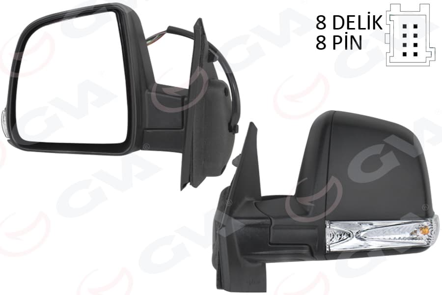 Diş Dikiz Aynasi Elektrikli Sol Doblo III 2011 MD. Sinyalli Katlanir / Power Flok Desenli 8 Fiş