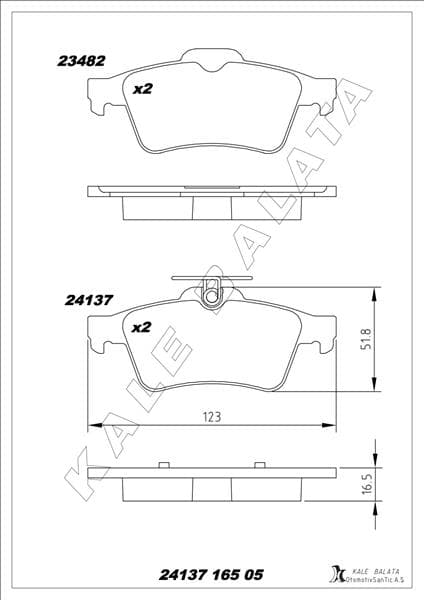 Arka Balata Focus II Cmax 03> Connect 02> Laguna III 07> Opel Vectra C 02> Signum 03> Citroen C5 08> Peugeot P508 10>18