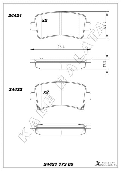 Arka Fren Balatası İnsignia A 08>17 Saab 9.5 10> Malibu 2.0D 2.4 12> 16 İnç Jant