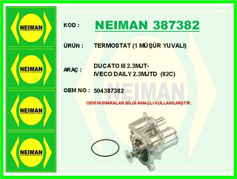 Termostat 82 C Fiat Ducato 06>14 Ducato 15> İveco Daily IV 06>11 Daily V 11>14 Daily VI 14>21 2.3D Mjet 2.3 JTD F1A