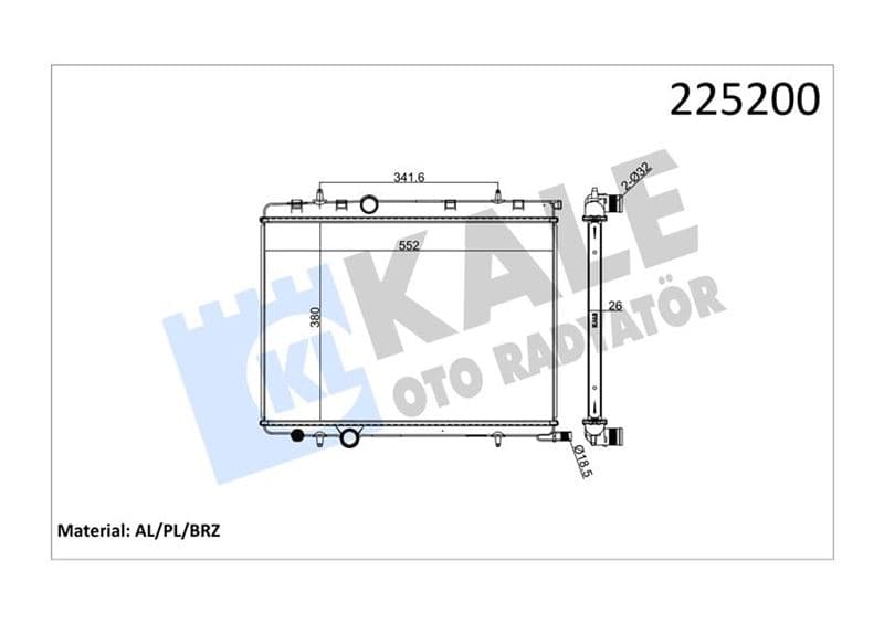 Radyatör 307 00>C4 04>1.4 16V-1.6 16V-Partner-Berlingo 97>2.0HDI 00> Ac /- MEKx562x378x27 Al/pl/brz