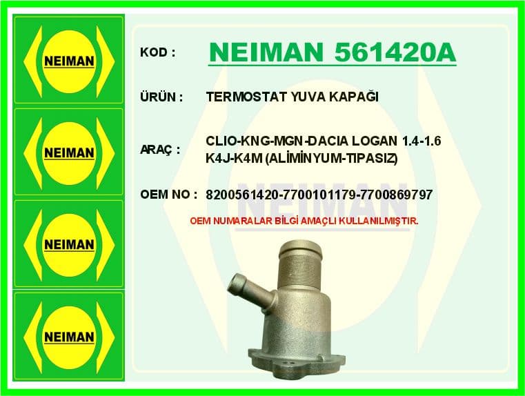 Termostat Yuvası Renault Clio-Kangoo-Megane Dacia Logan 1.4-1.6 K4J-K4M Plastik-Tıpasız