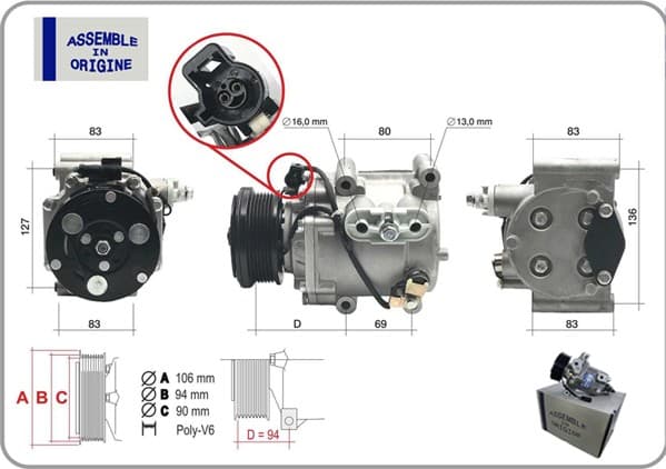 Klima Kompresörü Sifir Ürün Ford Fiesta V 02>08 Focus I98>04 Fusion 02>12 Transit Connect 02>09 1. 8 TDCi