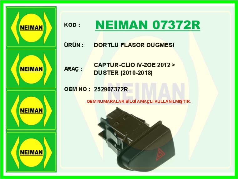 Dortlu Flasor Dugmesi Captur-Clio IV-Zoe 2012 > Duster 2010-2018