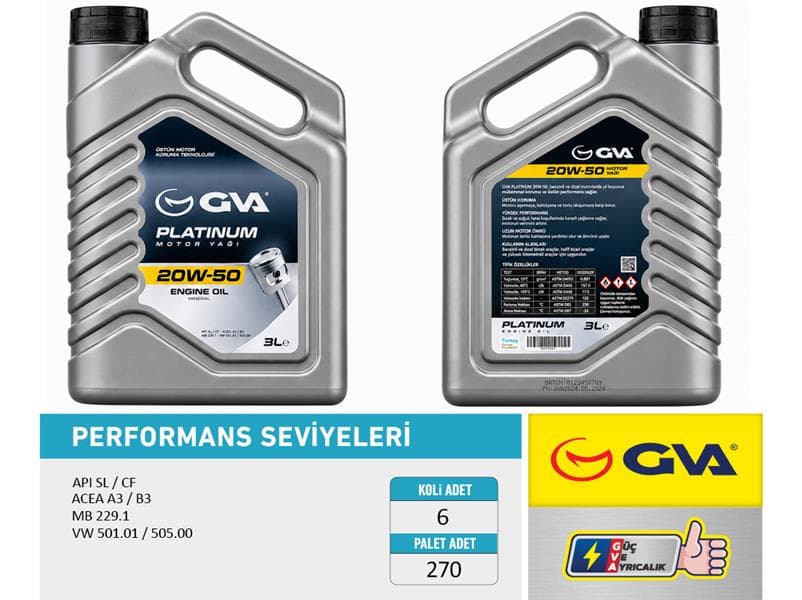 Motor Yağı 20W50 3 LT Platinum Mineral Api SL/CF