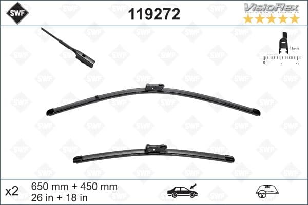 Silecek Süpürgesi Ön Üstten Basmali GOLF7-A3-Passat-Polo 2012 > 650 X 450 MM