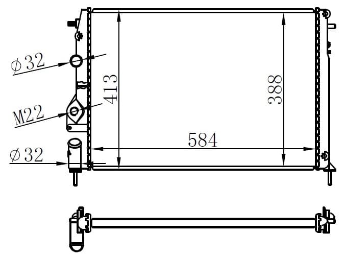 Radyatör MGN I-Scenic 1.4-1.6-1.8-2.0 16V Ac Mek Logan 1.5 dCi 586x415x23