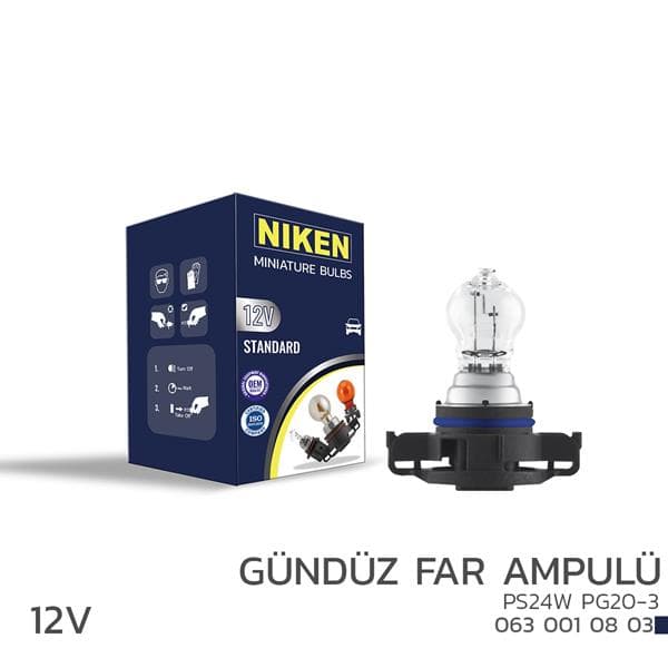 Niken 12V PS24W Gündüz Far Ampulü PG20-3 10LU