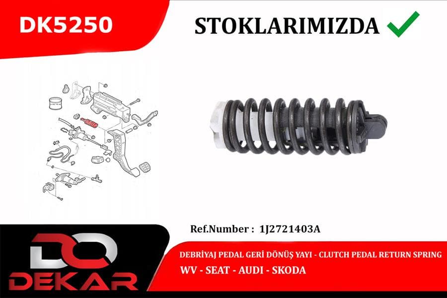 Debriyaj Pedal Geri Donus Yay TKM. Volkswagen-Seat-Skoda-Audi