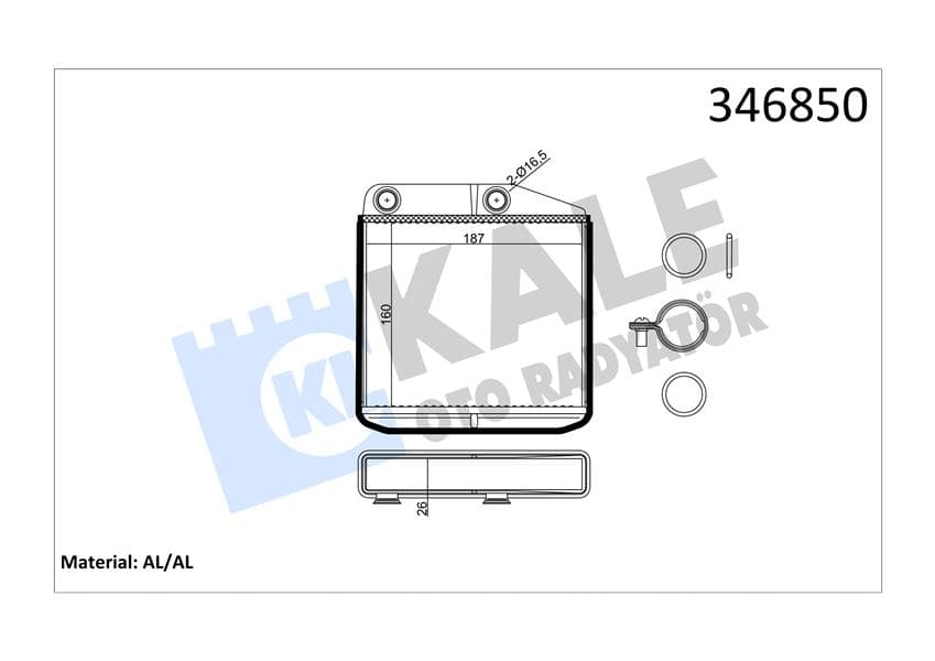 Kalorifer Radyatörü Corsa D 06> Corsa E 14> Adam 14> Mito-Doblo III-Linea-Fiorino-Pratico- Grande Punto 1.2-1.3-1.4 268700 Borusuz Tip
