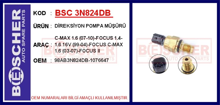 Direksiyon Pompa Basinç Müşürü Ford Focus 98> Kalın Diş: 12x1.75