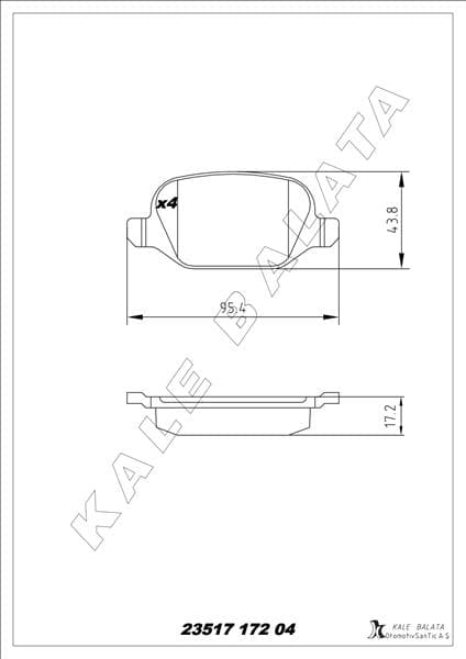 Arka Fren Balatası Alfa Romeo Mito 09> Fiat Linea 09> 1.3JTD 1.4TJET 1.6JTD Fişsiz