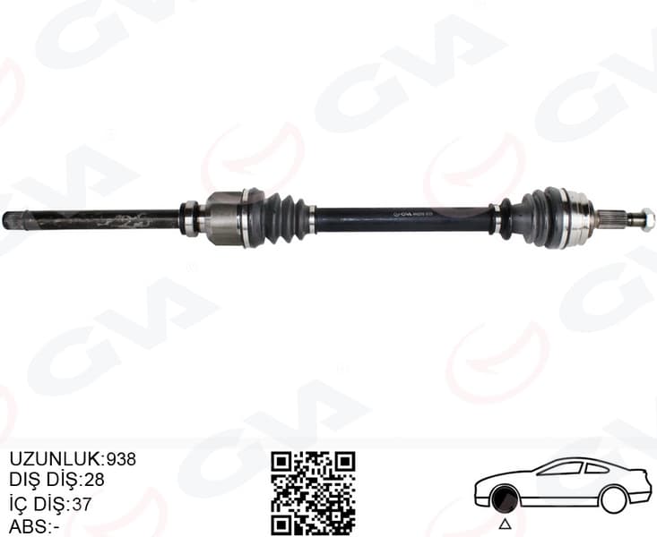 Komple Aks Ön Sağ Peugeot P508 18> P3008 18> P5008 16> Citroen C4 18> C5 Aircross 18> 1.2-1.5-1.6 BL Uehdi-Puretech-THP Opel Grandland 1.2-1.5-1.6 Otomatik 28x37x938