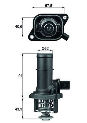 Termostat 105C Komple / Müşürlü Bora-GOLF4-Polo-A3-Cordoba-İbiza III-Octavia 1.6