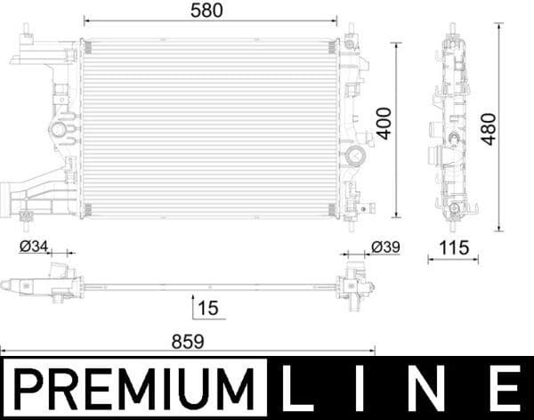 Radyatör Premium Line Mekanik Astra J-Zafira Tourer C-Cruze 1.4-1.6 Al/pl/brz 580x398x16
