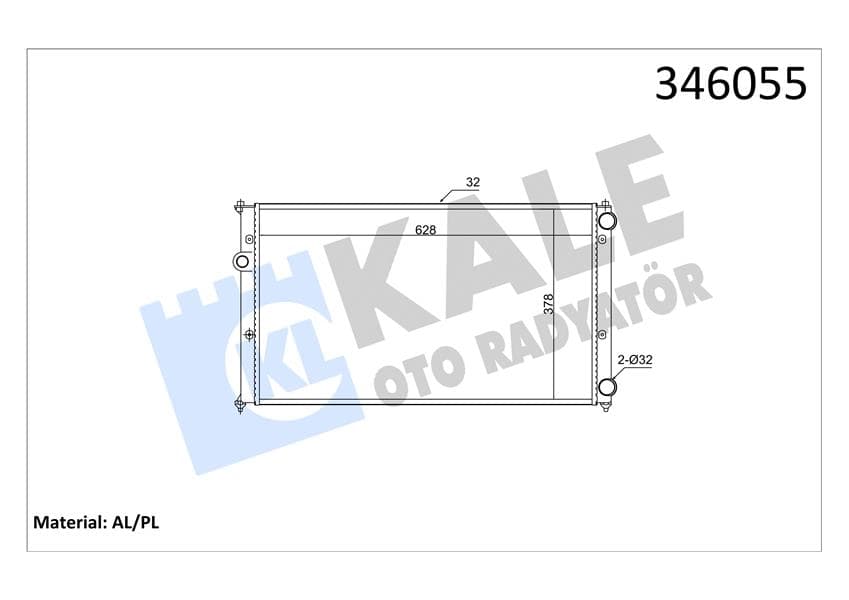 Radyatör Caddy II-Polo 95-01 Cordoba 96-99 İbiza II 1.9TD-Sdi Ac /- Mek 628x378x34 Al/pl/brz