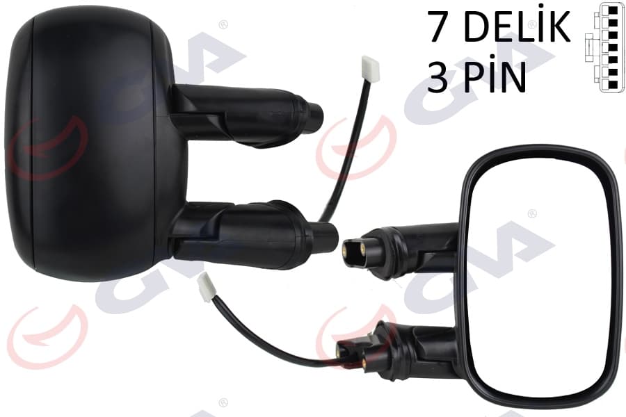 Diş Dikiz Aynasi Sağ Elektrikli Astarli Fiat Doblo 00>10 Konveks 3 Fiş VM-666EHPR