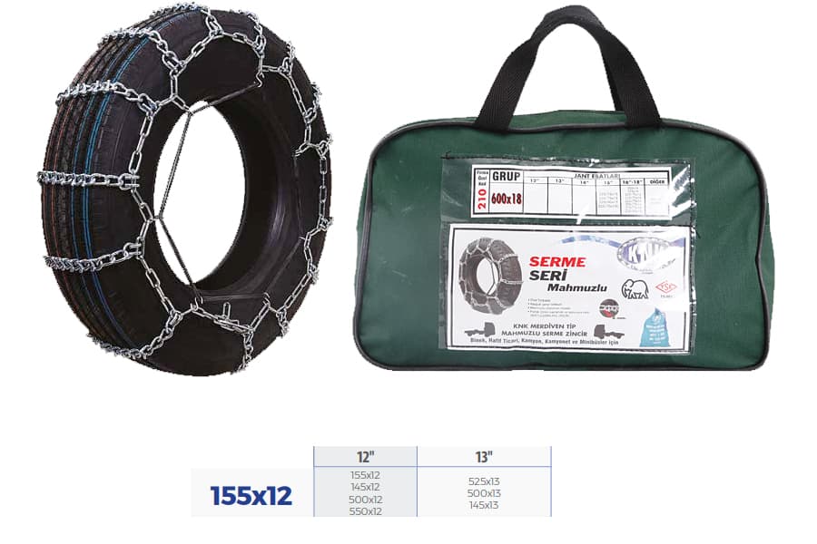 Patinaj Zinciri Binek Ve Hafif Tic.araç Serme 12-13 Jant 155x12 Zincir Ebatlari İçin Resime Bakiniz