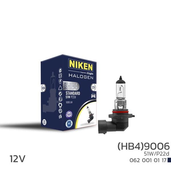 Niken 9006 HB4 51W Halojen Ampul P22d 12V