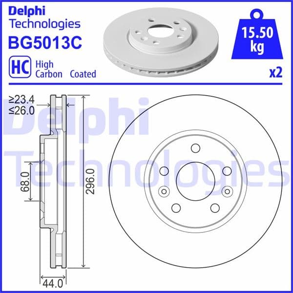 Ön Fren Diski Renault Megane IV 15> Talisman 15> Diş ÇAP:296MM K:26MM Y:44MM 5 Delik