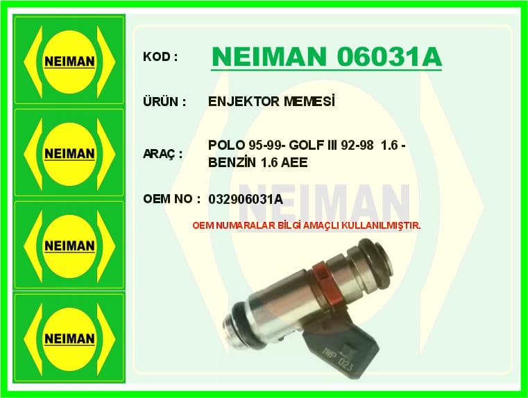 Enjektör Memesi Polo 95-99- Golf III 92-98 1.6 - Benzin 1.6 Aee