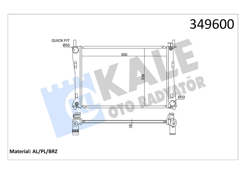 Motor Su Radyatörü Fiesta V Fusion 01>08 1.25 1.4 16V 1.6 16V Mazda II 1.4 16V 1.6 16V 02>OLCU 500 358 16