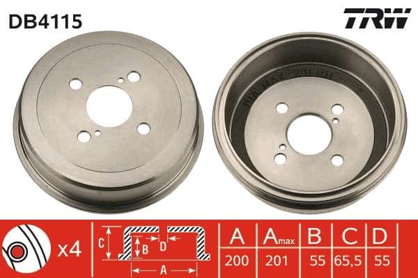 Arka Fren Kampanasi Toyota Corolla 1.3L 1.6L EE100 EE111 AE101 AE111 92-00 / 1.4L 1.6L Vvti ZZE111 Z ZE112 00-01 200 MM İç Çap