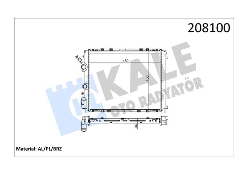 Radyatör Clio II 98>KNG 98-03 Ac Mek 480x391x34 1 Sira Alb Sistem