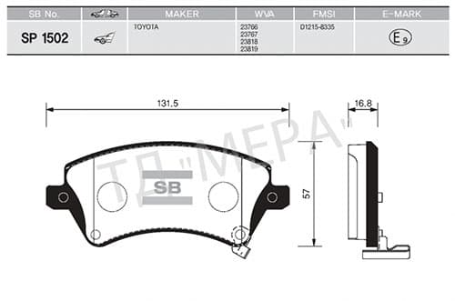 Ön Fren Balata Toyota Corolla 1.4L 1.6L 4ZZ-Fe 3ZZ-Fe ZZE120 ZZE121 Vvti 02-06 / 1.4L 1NDTV NDE120 04-06