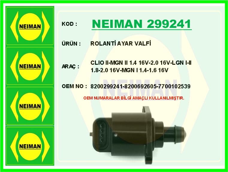 Rolanti Ayar Valfi Clio II-MGN II 1.4 16V-2.0 16V-LGN I-II 1.8-2.0 16V-MGN I 1.4-1.6 16V