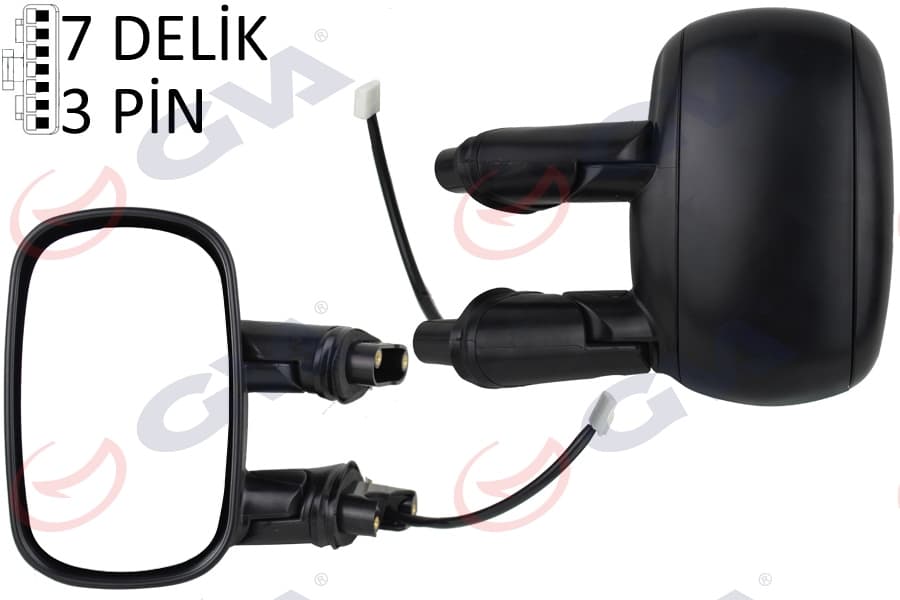 Diş Dikiz Aynasi Sol Elektrikli Astarli Fiat Doblo 00>10 Konveks 3 Fiş