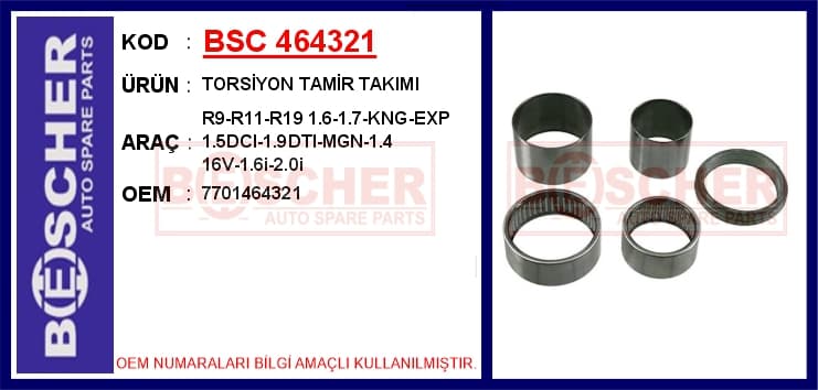 Torsiyon Tamir Takımı R9-R11-R19 1.6-1.7-KNG-Exp 1.5DCI-1.9DTI-MGN-1.4 16V-1.6i-2.0i