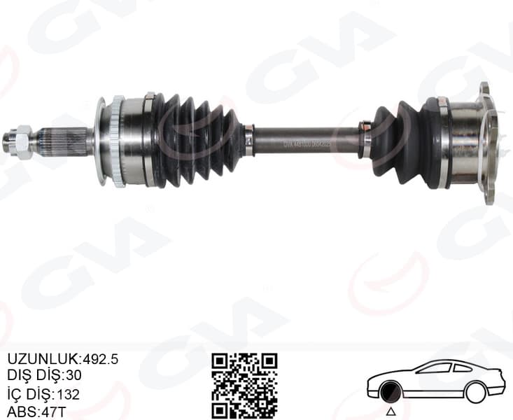 Komple Aks Sağ Mitsubishi L200 2.5L 4D56 Di-D TDI Euro4 CR 4x4 KB4T 07-10 30 X 592.5 X 28