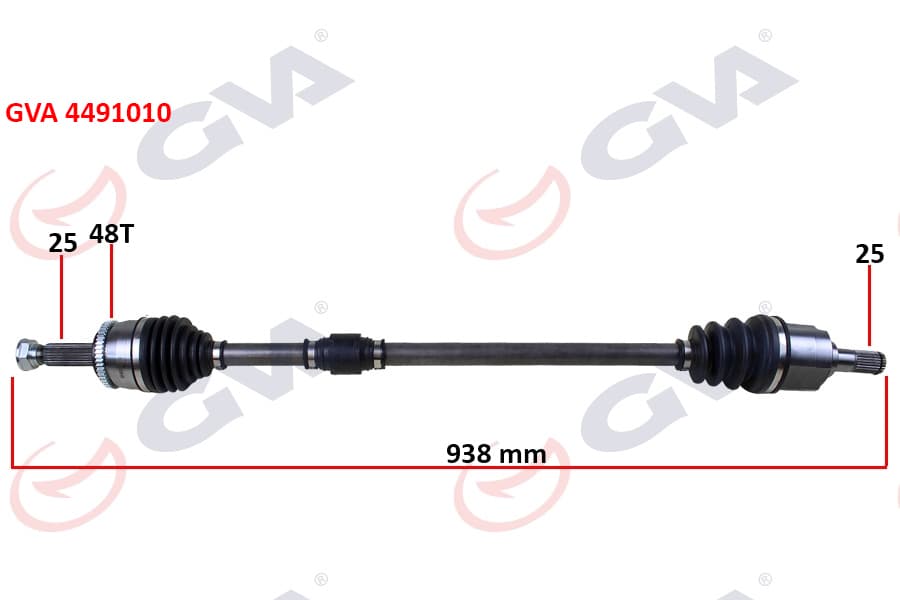 Komple Aks Sağ Hyundai Accent Blue 1.4L 1.6L G4FA G4LC G4FC Benzinli 10-> Abs Li 25X25 - Abs 48 Diş Komple Boy 927MM