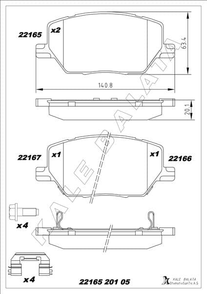 Ön Fren Balatası Fiat 500X 14> Jeep Renegade 14> Compass 20> 1.3D MTJ 1.3TB 1.4 1.6D MTJ 1.6E-Torq 2.0D MTJ