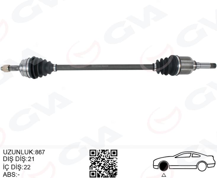 Komple Aks Sağ Peugeot P208 12>19 Citroen C3 16> 1.0-1.2-1.4-1.6 VTi 1.4 HDi-1.6 Bluehdi 21x22x867