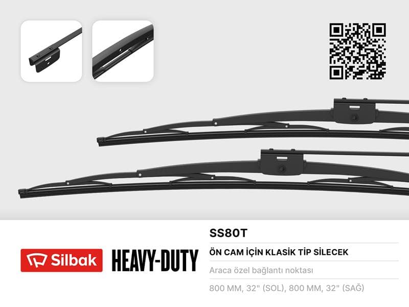 Silecek Süpürgesi 800MM İsuzu Midibus-Turkuaz-İveco M25-M29-Cobra 160/BMC Belde 220 YM 08>TEMSA Pres Tij /Midibüs 08>MB 0303-V8-80CM 08>TEMSA Diamond 08>IVECO M23-M50 08>MB 0402-0405-Otokar M3000 Vidal