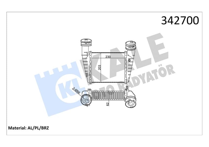 Turbo Radyatörü İntercooler Passat-Superb Al/pl/brz 230x203x62