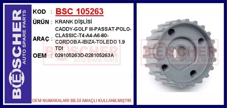 Krank Dişlisi Caddy-Golf III-Passat-Polo-Classic-T4-A4-A6-80-Cordoba-İbiza-Toledo 1.9 TDI