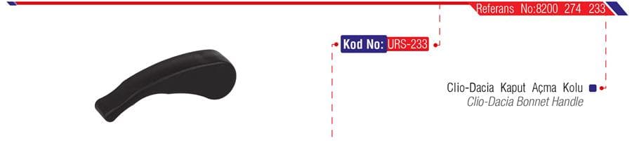 Motor Kaput Kilidi Açma Kolu Dacia Duster 10> Logan 06> Sandero 08> Sandero II 12>