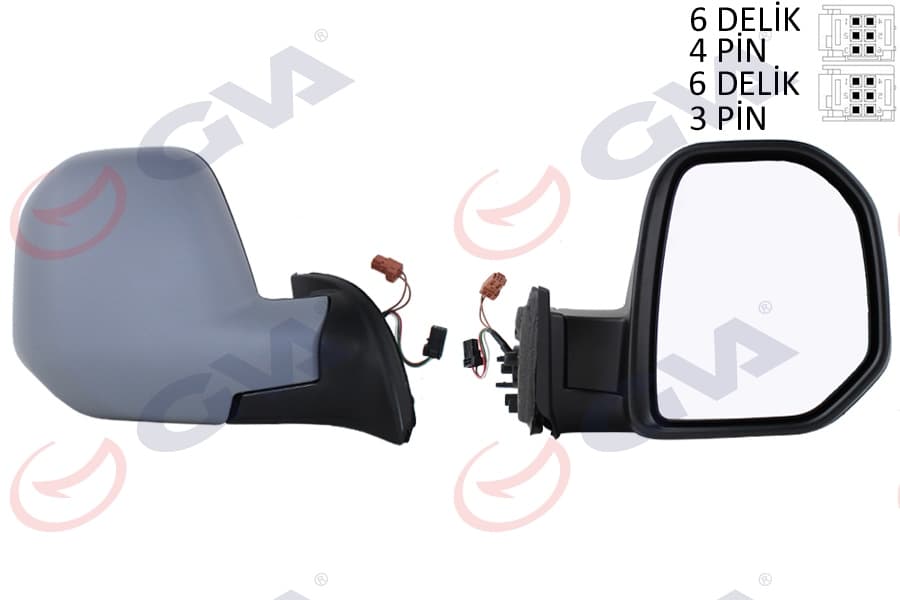 Diş Dikiz Aynasi Sağ Berlingo-Partner 08> Elektrikli İsitmali Sensörlü Astarli Konveks VM-6118EHPSR