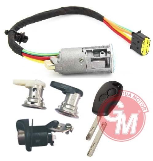 Kontak - Anahtarı 4LÜ Set Dacia Logan-Sandero R.trafic II 2012- 2010-Alarm Düğmeli Anahtar İle