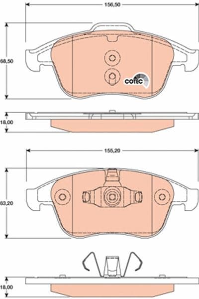 Ön Fren Balatası Renault Grand SC Nic III 09>16 Laguna III 07>15 Megane III 09>15 K:17.1MM Y:68MM
