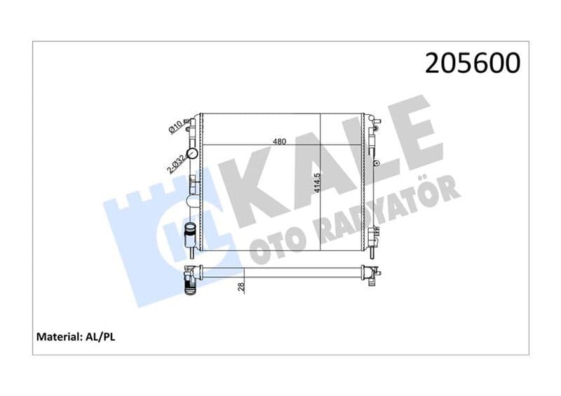 Radyatör Clio II-KNG-LOGAN1.5 dCi-1.6 16V-1.9 Dti-K4M Ac Klimasiz Mek 480x414.5x23 2SIRA Al PL