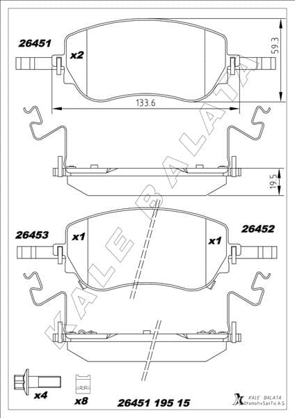 Ön Fren Balatası Fiat Egea YM. 2020> Aksesuarli